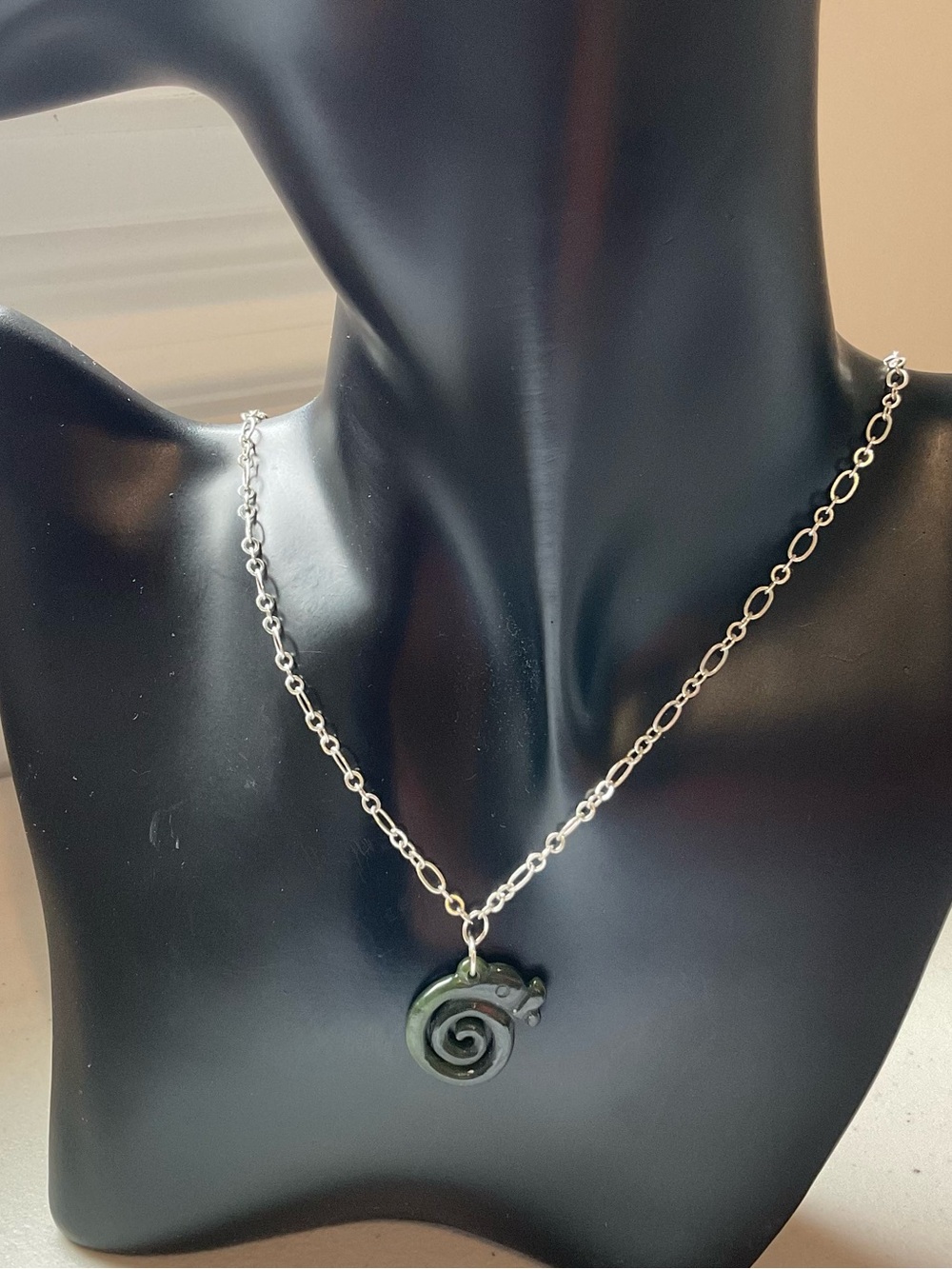 Traditional Māori-Style Carved Greenstone Pendant